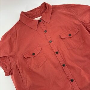 Sonoma Life Style Womens Red Short Sleeve Button Down Shirt Size L‎ Cotton